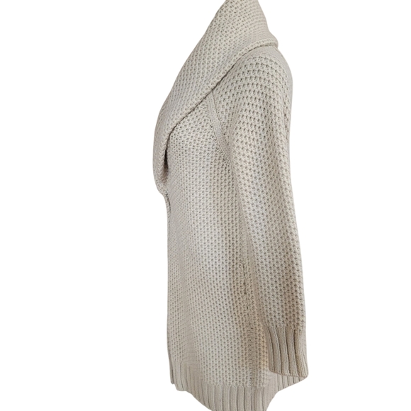 Max Studio Chunky and Comfy Wool Blend Cream Knitted Open-Front Cardigan Size M - Picture 4 of 10